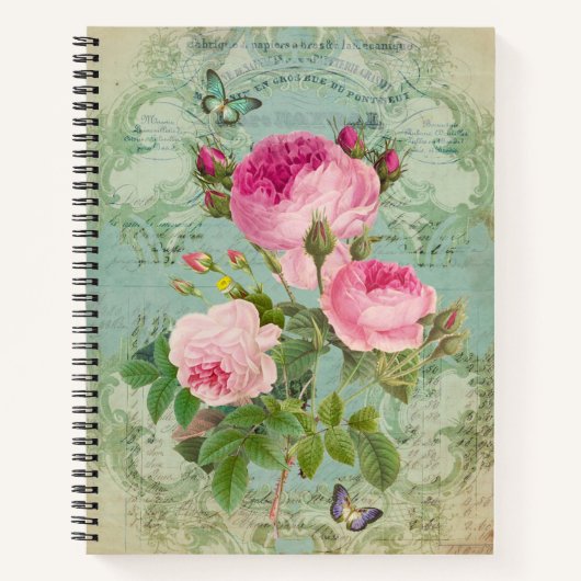 Viktorianische Rose Shabby Chic Style Notebook Notizblock (Vorderseite)