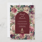 Viktorianische Rose und Burgund Einladung (Vorderseite)