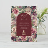 Viktorianische Rose und Burgund Einladung (Stehend Vorderseite)