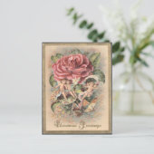 Viktorianische Rose und Cherubs Weihnachten Postka (Stehend Vorderseite)