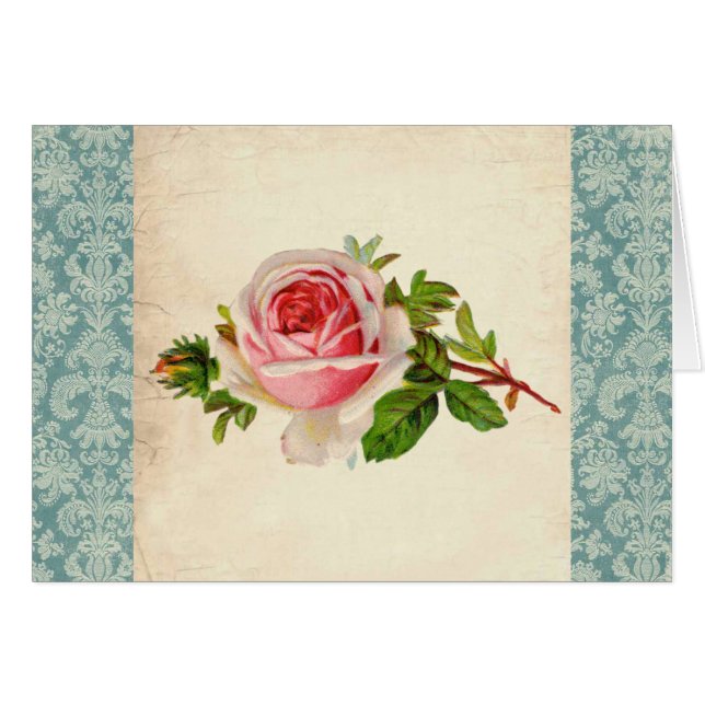 Viktorianische Rose und Damast (Vorderseite (Horizontal))