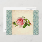 Viktorianische Rose und Damast Postkarte (Vorne/Hinten)