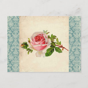 Viktorianische Rose und Damast Postkarte