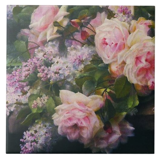Viktorianische Rose und Lilacs Fliese (Vorderseite)