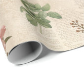 Viktorianische Rose und Text Ephemera Geschenkpapier (Rolleneckpunkt)