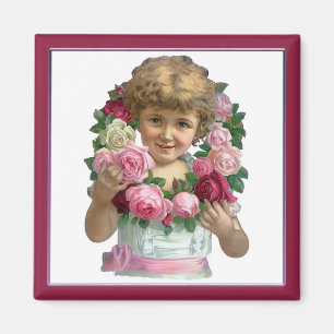 Viktorianische Rose Wreath Girl Magnet