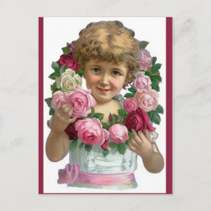 Viktorianische Rose Wreath Girl Postkarte