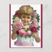 Viktorianische Rose Wreath Girl Postkarte (Vorderseite)