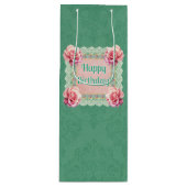 Viktorianische Rose ziehen die Damasketbeutel an Geschenktüte Für Weinflaschen (Vorderseite)