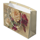 Viktorianische Rose zu Weihnachten Große Geschenktüte (Rückseite Schrägansicht)