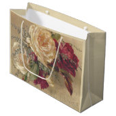 Viktorianische Rose zu Weihnachten Große Geschenktüte (Vorderseite Schrägansicht)