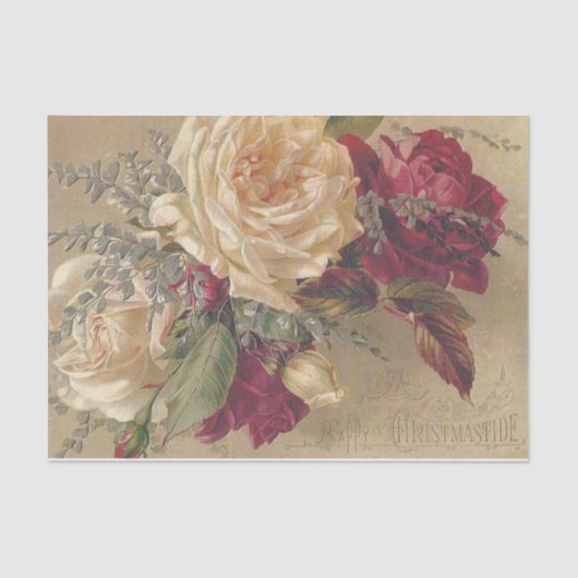 Viktorianische Rose zu Weihnachten Seidenpapier (Vorderseite)