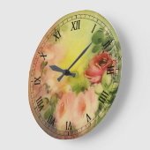 Viktorianische Rosen 1 Große Wanduhr (Winkel)