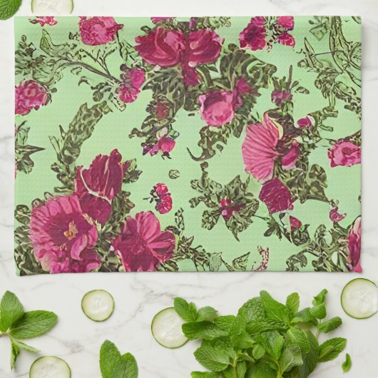 Viktorianische Rosen Geschirrtuch (Gefaltet)