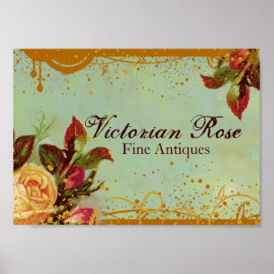 Viktorianische Rosen-kleiner Plakat-Zeichen-Druck Poster
