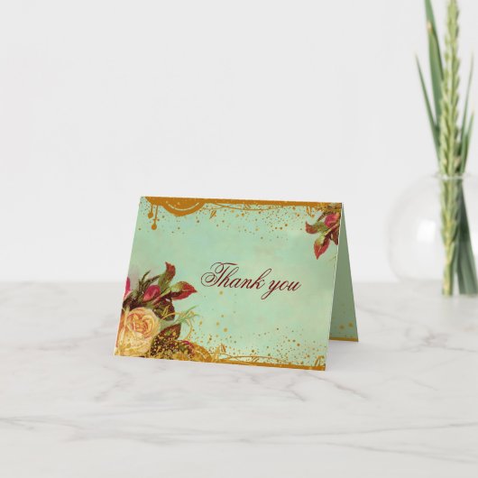 Viktorianische Rosen-Mitteilungskarten Dankeskarte (Vorderseite)