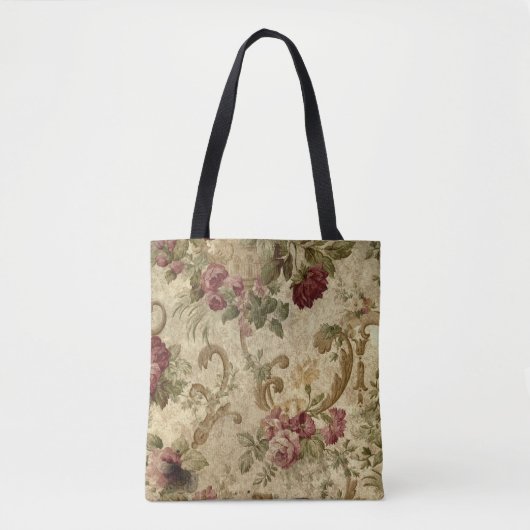 Viktorianische Rosen und Rosa Rosen und Gold-Rolle Tasche (Vorderseite)