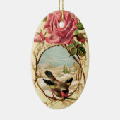 Viktorianische Rosenstraße und Vogelornament Keramikornament (Rechts)