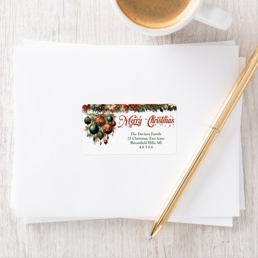 Viktorianische Rot- und Grünkranzgarten Adressaufkleber (Insitu)