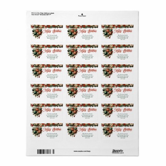 Viktorianische Rot- und Grünkranzgarten Adressaufkleber (Vorne)