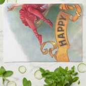 Viktorianische Rote Champagnerfrau Happy Geschirrtuch (Gefaltet)