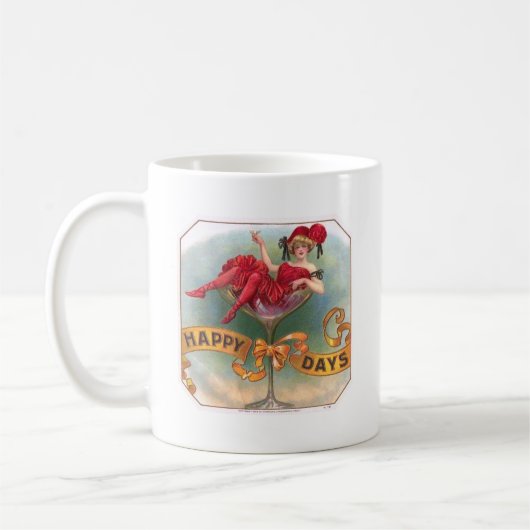 Viktorianische Rote Champagnerfrau Happy Kaffeetasse (Links)