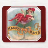 Viktorianische Rote Champagnerfrau Happy Mousepad (Vorne)