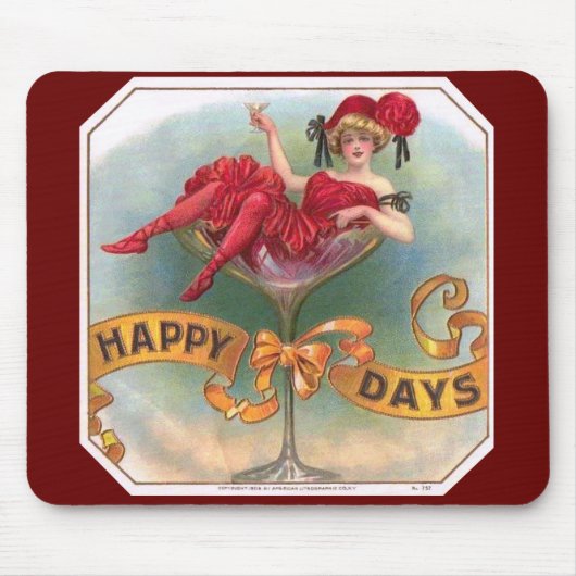 Viktorianische Rote Champagnerfrau Happy Mousepad (Vorne)