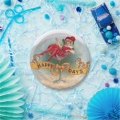 Viktorianische Rote Champagnerfrau Happy Pappteller (Party)