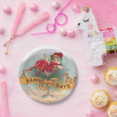 Viktorianische Rote Champagnerfrau Happy Pappteller (Party)