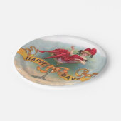 Viktorianische Rote Champagnerfrau Happy Pappteller (Schrägansicht)