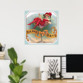 Viktorianische Rote Champagnerfrau Happy Poster (Heimbüro)