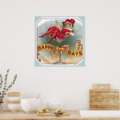 Viktorianische Rote Champagnerfrau Happy Poster (Küche)