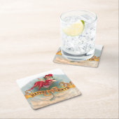 Viktorianische Rote Champagnerfrau Happy Rechteckiger Pappuntersetzer (Vor Ort)