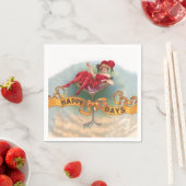 Viktorianische Rote Champagnerfrau Happy Serviette (Beispiel)