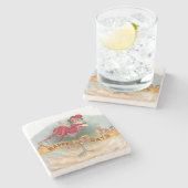 Viktorianische Rote Champagnerfrau Happy Steinuntersetzer (Seitenansicht)