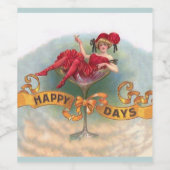 Viktorianische Rote Champagnerfrau Happy Weinetikett (Einzelnes Label)