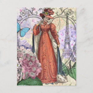 Viktorianische Rote Girl Classy Colorful Postkarte