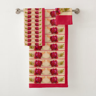 Viktorianische rote Rose Badhandtuch Set