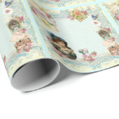 Viktorianische Rote Rose Französisches Drehbuch Ro Geschenkpapier (Rolleneckpunkt)