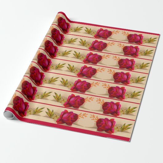 Viktorianische rote Rose Geschenkpapier (Ungerollt)