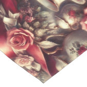 Viktorianische Rote Rose Teekopfmuster Kurzer Tischläufer (Ecke)