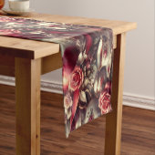 Viktorianische Rote Rose Teekopfmuster Kurzer Tischläufer (Beispiel)