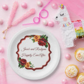 Viktorianische Rote und Gelbe Rosen Pappteller (Party)