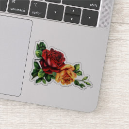 Viktorianische Rote und goldene Gelbe Rosen Aufkleber
