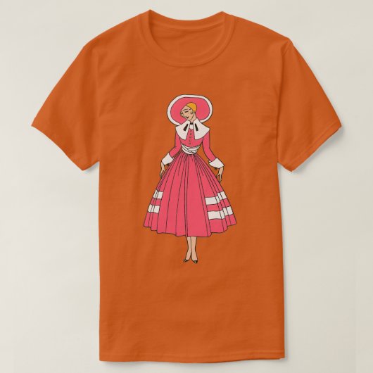viktorianische rötliche Frau rosa und weiß, elegan T-Shirt (Design vorne)