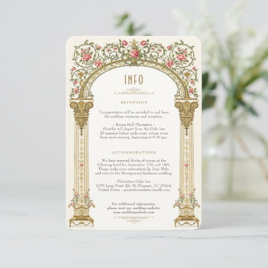 Viktorianische Royal Wedding Detail Card Einladung (Stehend Vorderseite)