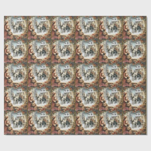 Viktorianische rustikale Weihnachtskarte Geschenkpapier (Flach)