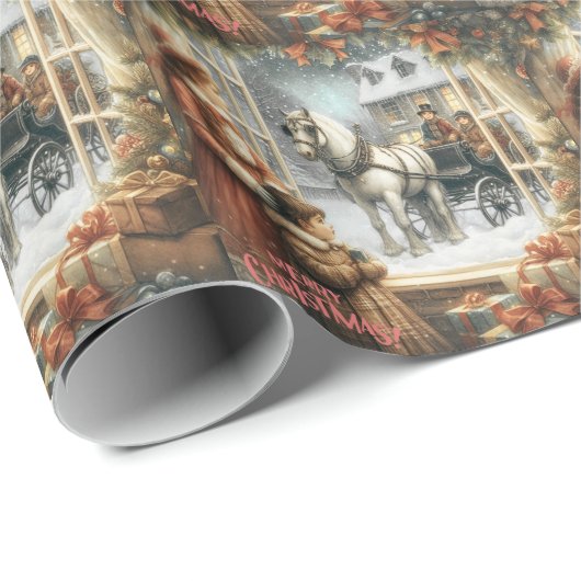 Viktorianische rustikale Weihnachtskarte Geschenkpapier (Rolleneckpunkt)