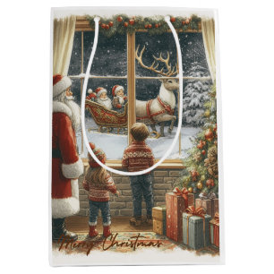 Viktorianische rustikale Weihnachtskarte Mittlere Geschenktüte